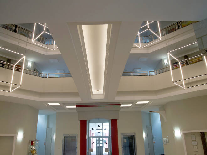 Lichttechnische Neugestaltung Foyer - Paul Ehrlich Institut Langen